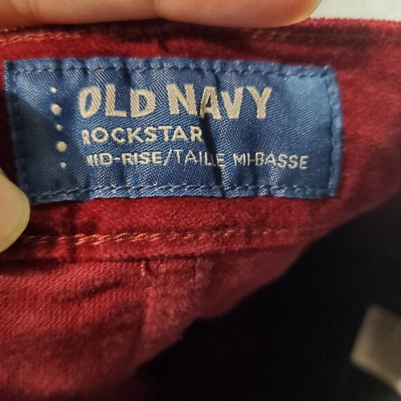 Old Navy Jeans Womens Size 12 Garnet Red Rockstar Mid-Rise Velvet Cotton Stretch - Picture 3 of 11